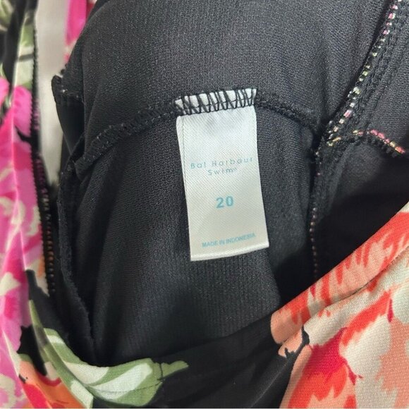 Bal Harbour Floral Pink Orange One Piece Swimsuit Dress Women’s Size 20 - Picture 3 of 6